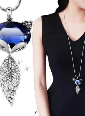 韩版水晶圆形毛衣长款时尚项链