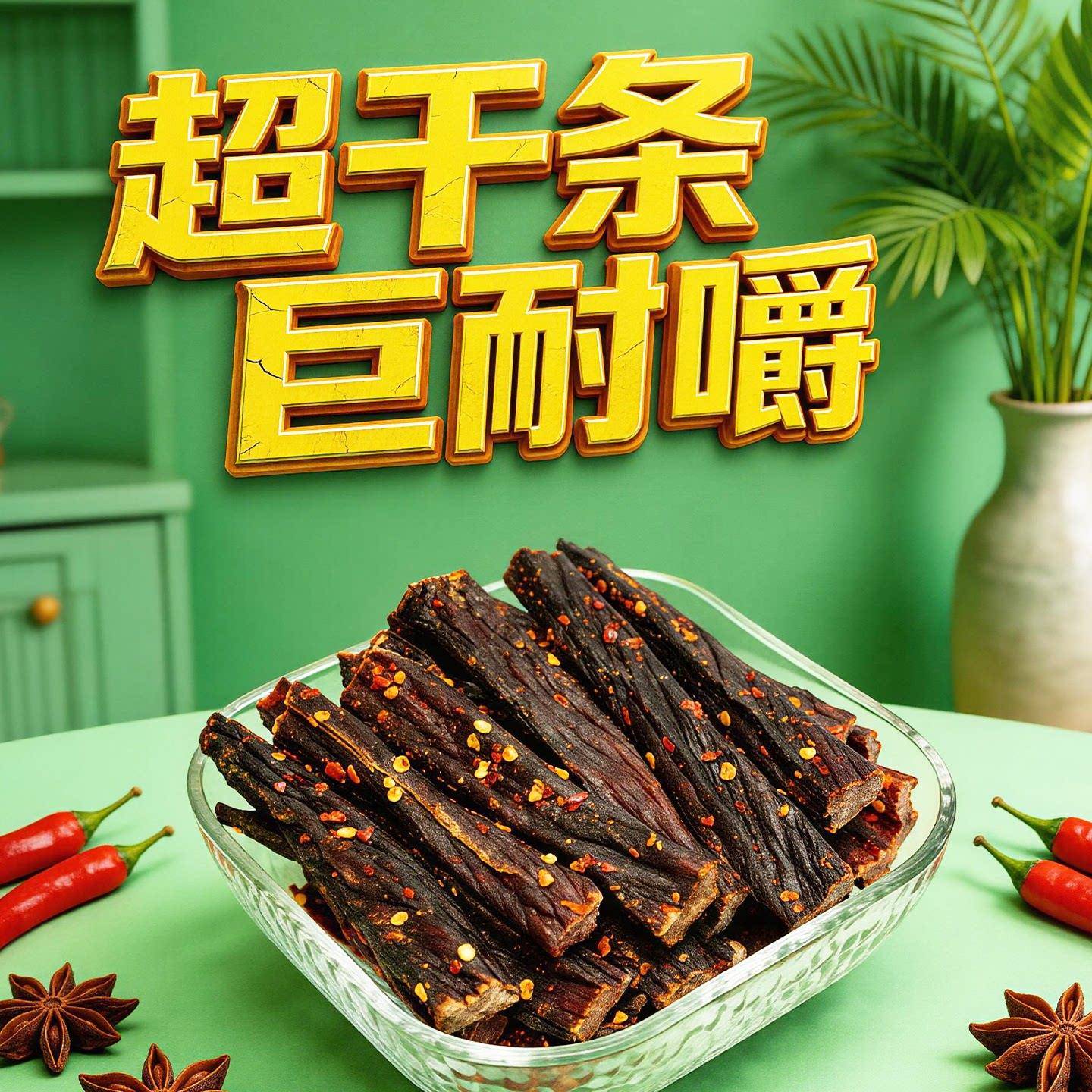 内蒙古风干猪肉干超干耐嚼劲烤零食能量棒小吃低糖高蛋白手撕即食