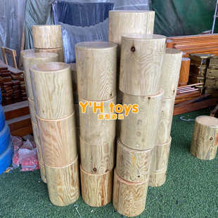 幼儿园儿童感统运动器材攀爬架黄花梨木平衡木梅花桩走墩景观树墩