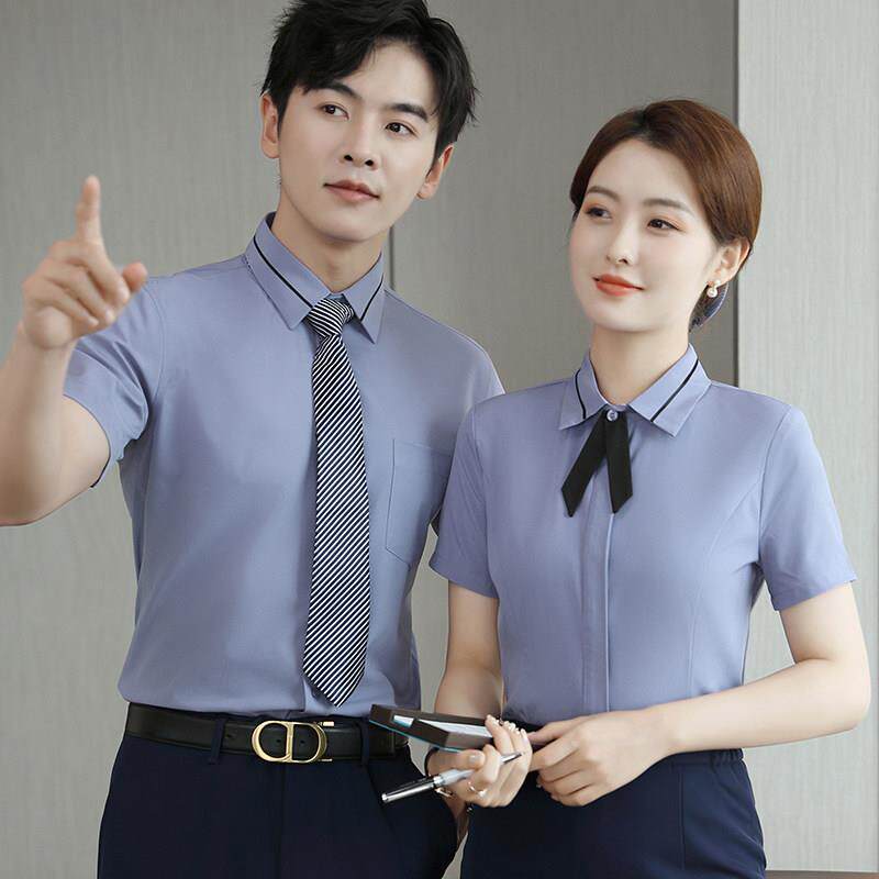 酒店KTV前台服务员工作服接待餐饮饭店职业装套裙男女衬衫夏工装