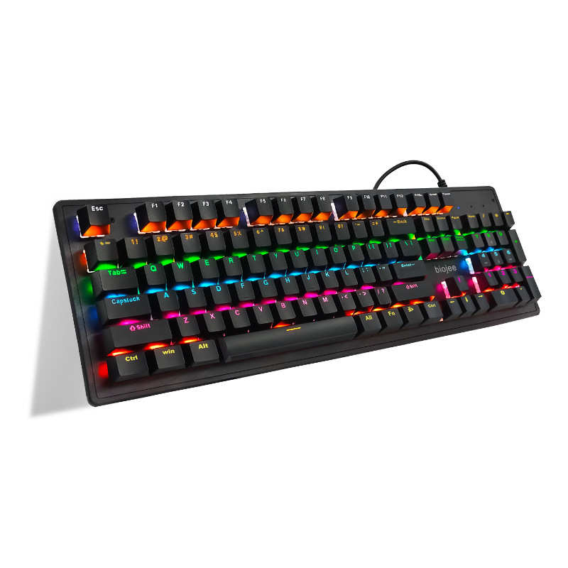 B104真机械键盘游戏青轴红轴茶轴防可拆卸104键通用拼色有线键盘