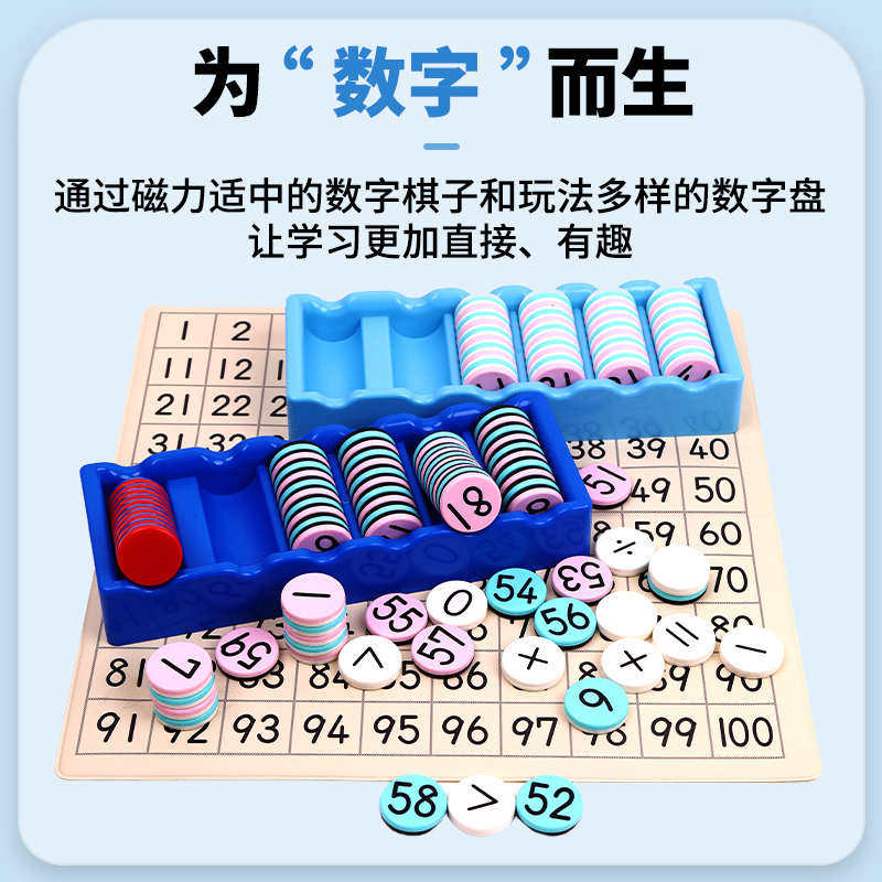 日本kumon拼图配对计数儿童玩具公文式教育1-100早教磁石百数板3+