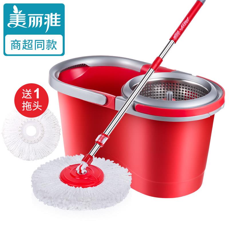 美丽雅旋转拖把家用免手洗地拖自动脱水拖把桶墩布一拖净甩干拖地