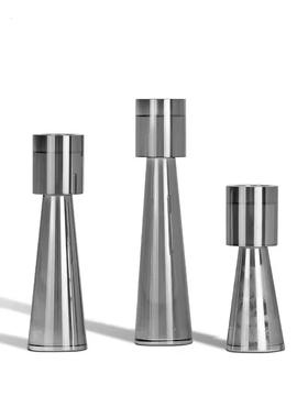 简约现代轻奢烟灰色水晶烛台摆件样板间餐桌蜡台装饰品软装工艺品