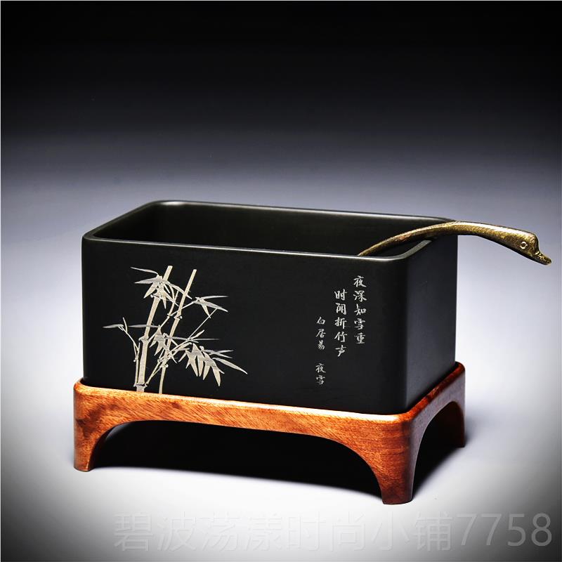 高档高端水盂文房雅器文歙砚长石方滴水丞手工砚笔洗房四水宝收藏