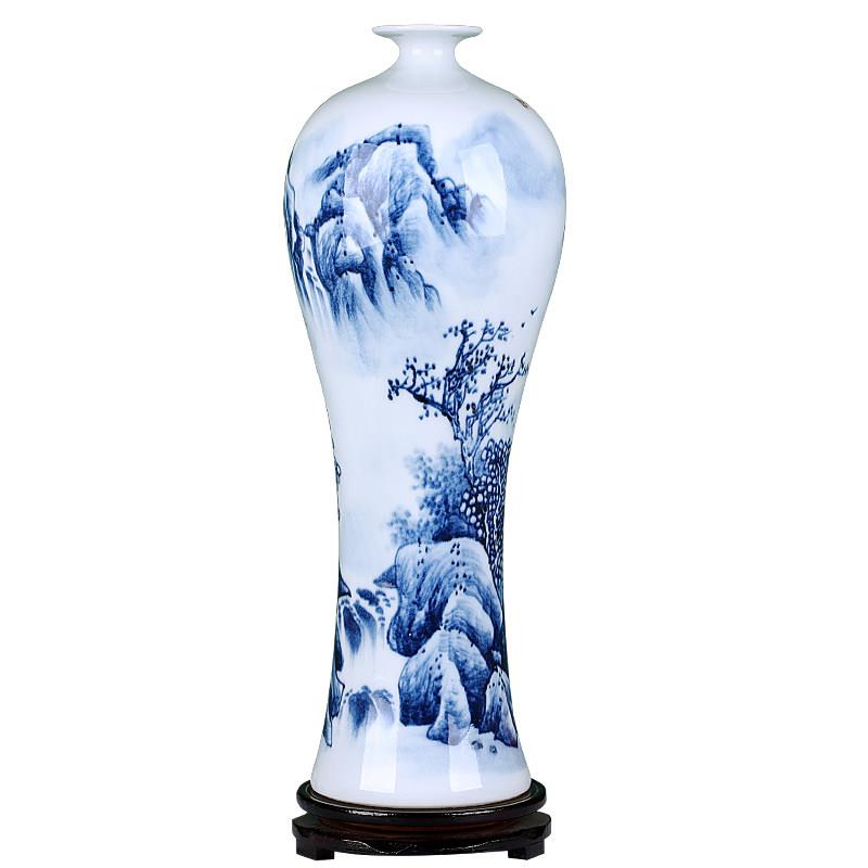 景瓶德镇瓷花半手绘青花瓷器中式客20200703厅插花陶落地大摆件家