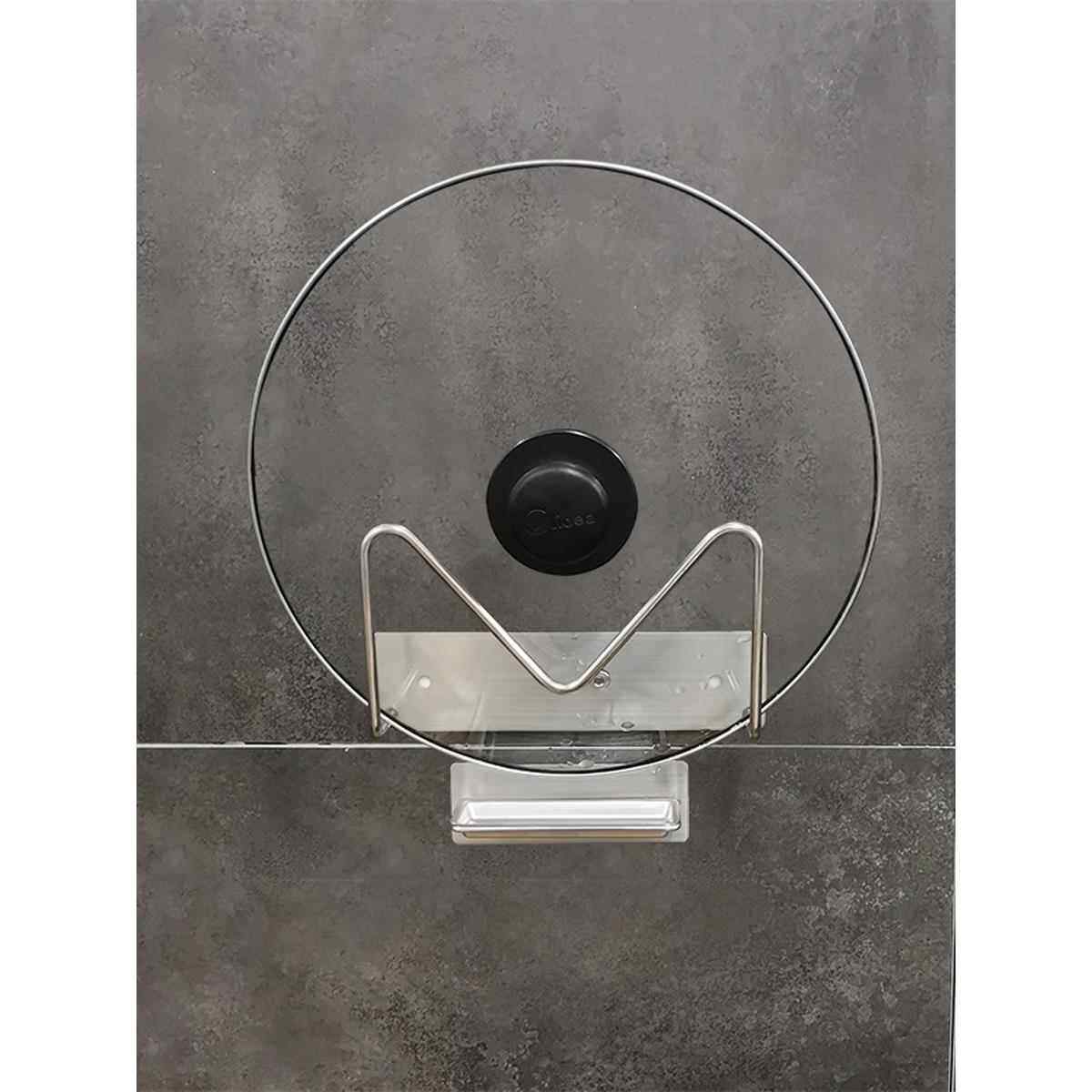 厨房不锈钢锅盖架砧板收纳小挂架上墙免打孔放置架子置物架带接水