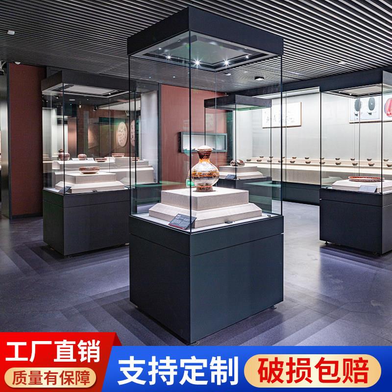 博物馆展示柜美术馆字画古董文物瓷器收藏陈列柜台液压玻璃柜定做