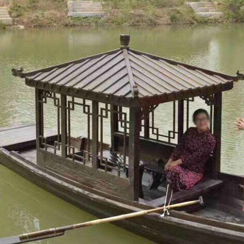 厂家供应 单亭木船 仿古小木船公园游船餐饮船