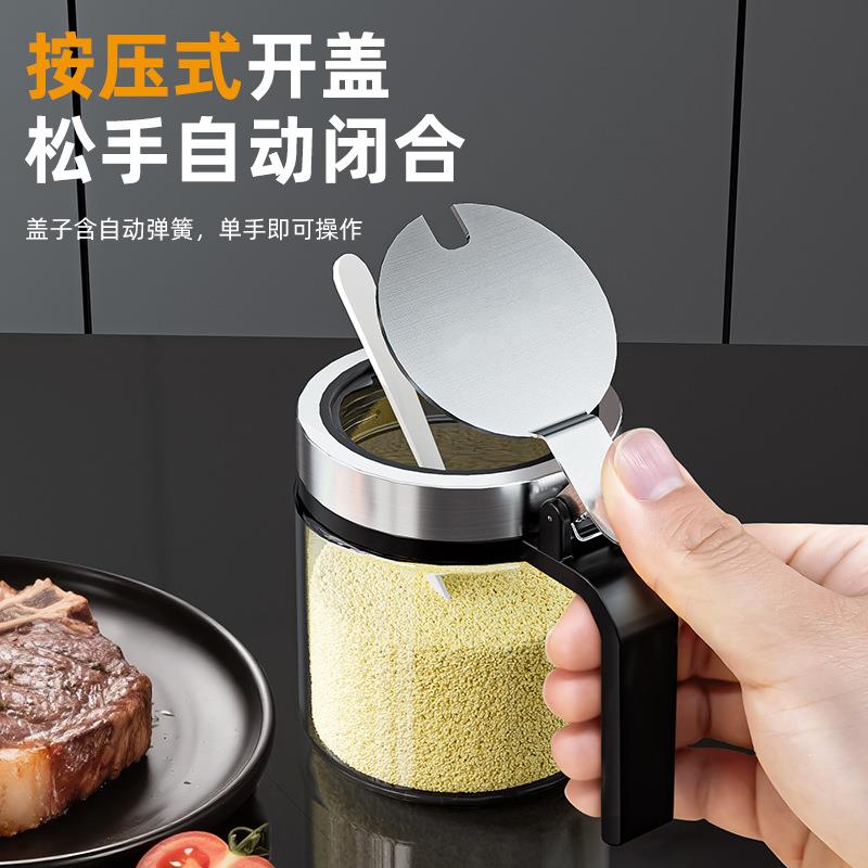 罐厂家玻调料带勺调料盒调味罐密封子调味盒调味tlh料瓶组合璃收