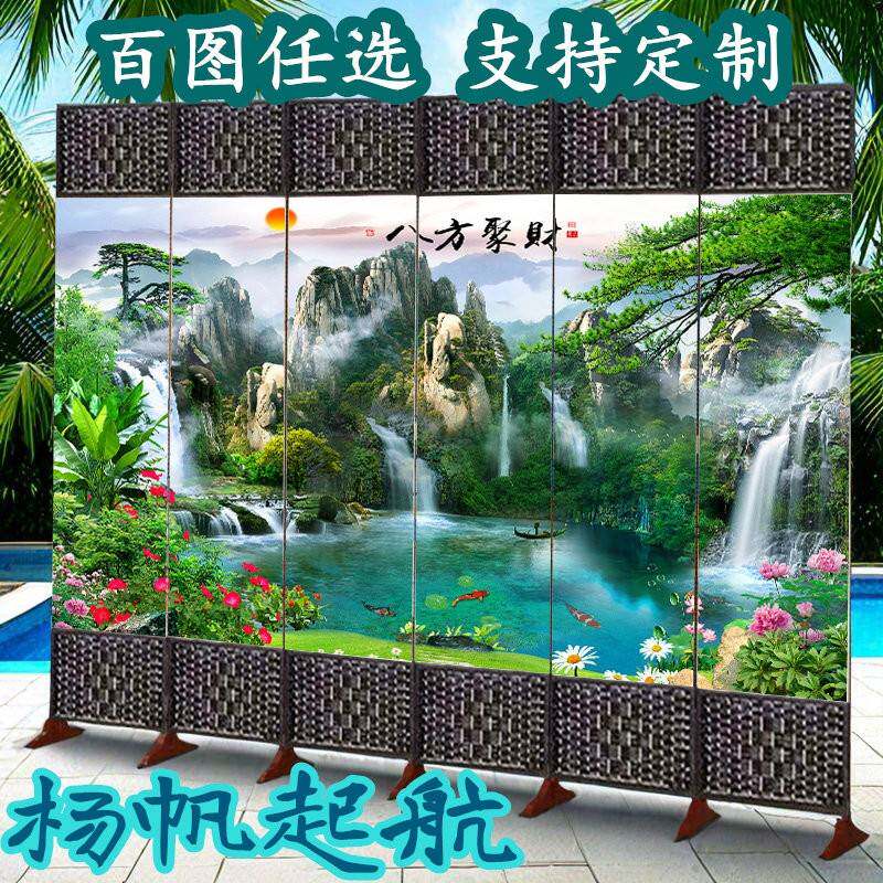 隔断屏风中式新款移动可折叠饭店客厅玄关墙尺寸定制水墨画折屏