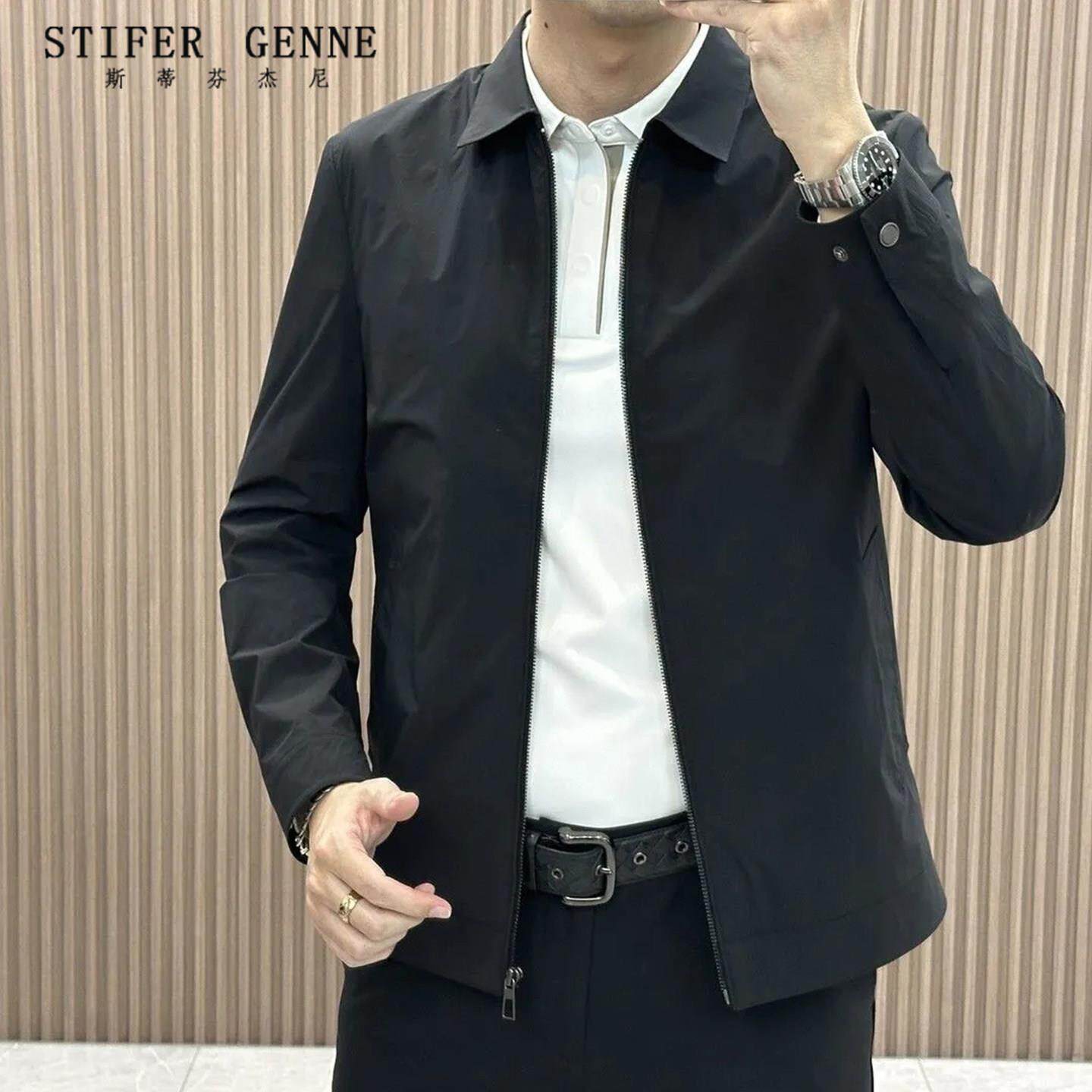 斯蒂芬黑色行政夹克外套男春秋季2026年新款商务休闲百搭男士上衣