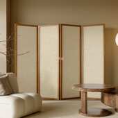 复古茶室禅意日式 奶油风实木新中式 屏风隔断客厅折叠移动家用遮挡