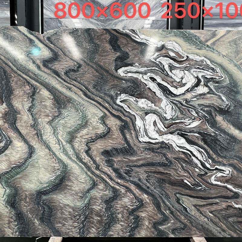 绿色天然大理石台面紫山水别墅背景墙楼梯石淋浴房墙面茶几石材