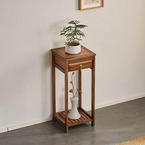 实花木1101客厅落花盆托架中式绿植盆栽置物架地多架层多肉植物摆