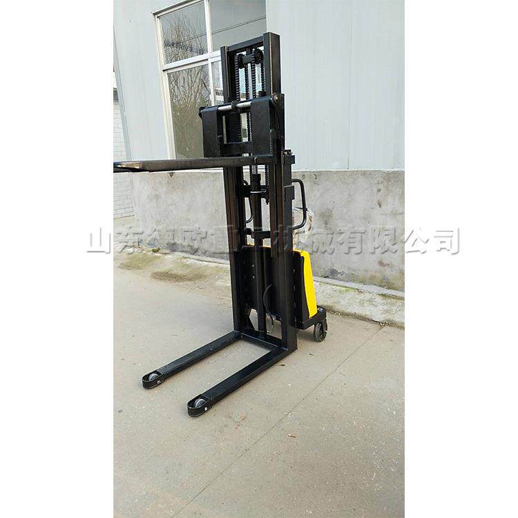 液压式工厂物料堆高设备 手推式货物移动叉车 电瓶升降移动堆高车