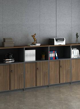 7K办公室矮柜推拉门文件柜储物柜隔断资料收纳带锁落地柜移门办公