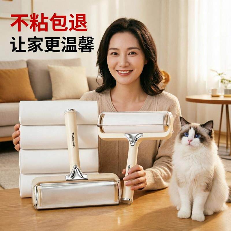 德国品质粘毛器滚筒可撕式纸滚刷家用强力衣服除毛粘猫毛毛发清理