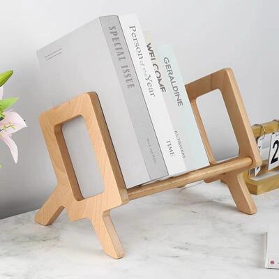 简实木桌舍上小书架可动书立办002移公室文件绘本收纳架宿木质易