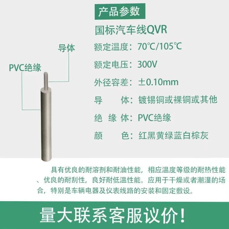 汽车VUS改装专0用电线VR0.3.50.751.1.5Q平0方电三轮控制阻燃