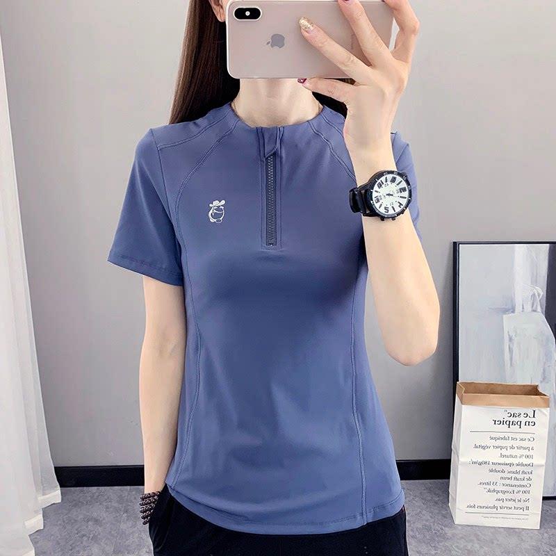 潮牌瑜伽服短袖上衣女夏季运动服速干t恤大码弹力透气健身快干衣