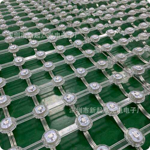 新起点户内外LED防水全彩智能T20单灯P50柔性透明网格屏厂家