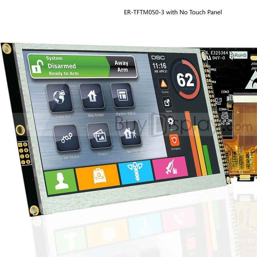 5寸TFTLCD彩色液晶显示屏配RA8875控制板/并串口/可配触摸屏