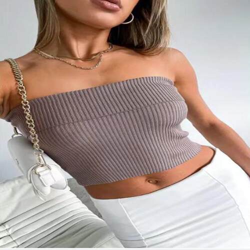 Three color texture of strapless shirt for slimming