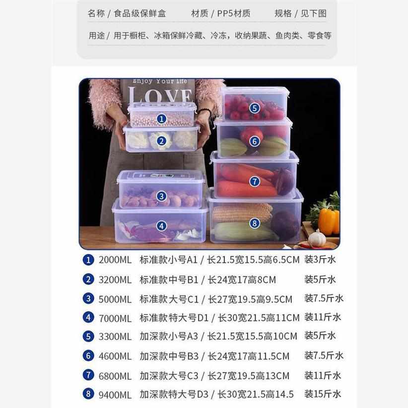 冰箱收纳盒整理盒塑料保鲜盒透明带盖泡菜盒食品腌密封微波炉用