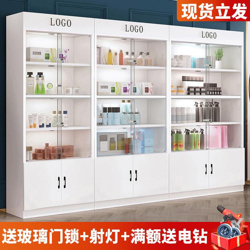 玻璃展示柜带锁商用玻璃门货柜礼品柜化妆品产品展柜美容院柜子