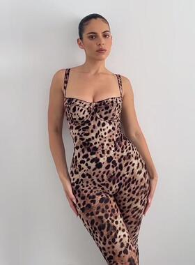 Women's Leopard Print Cami Jumpsuit
