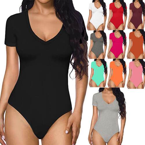 Jumpsuit women's collar tight fitting short sleeved