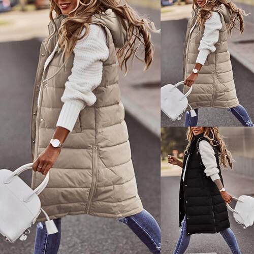 Hooded single medium long cotton jacket, vest cardigan,
