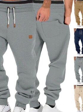 Men's Solid Color Fleece Lined Joggers Loose Fit Hip-Hop