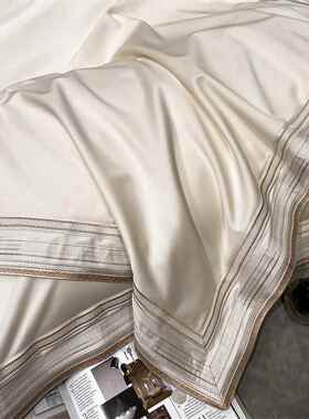 贡210轻奢长被绒棉全棉SJT-017四件套母婴A类纯棉笠床单套缎床床