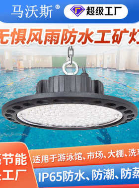 led游泳馆专用灯 ip65防水洗车房照明吊灯防潮ufo车间厂房工矿灯