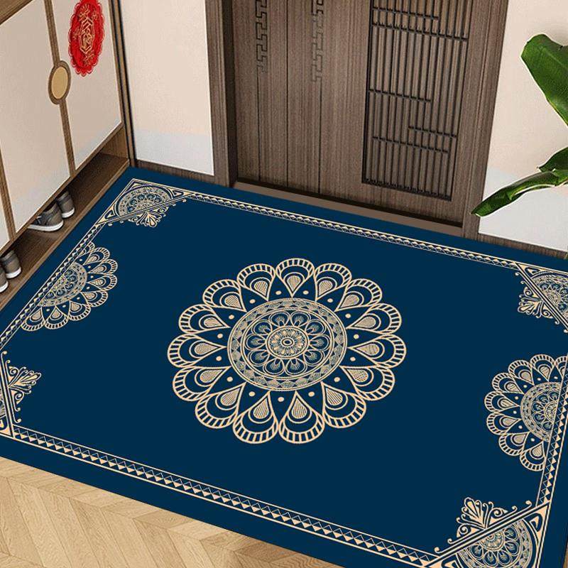 新中式入户门地垫防滑蓝色家用玄关厨房厕所垫新中式防滑脚垫子,居家布艺,入户地垫,淘宝优惠券,粉丝福利购,淘宝优惠卷