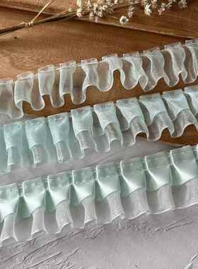 薄荷绿色蕾丝花边辅料手工diy装饰裙子下摆衣服配饰褶皱荷叶边宽