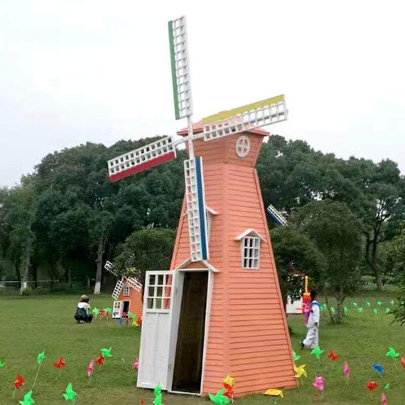 户外防腐木景观风车景区农庄仿荷兰引流地标建筑旋转风车创意摆件