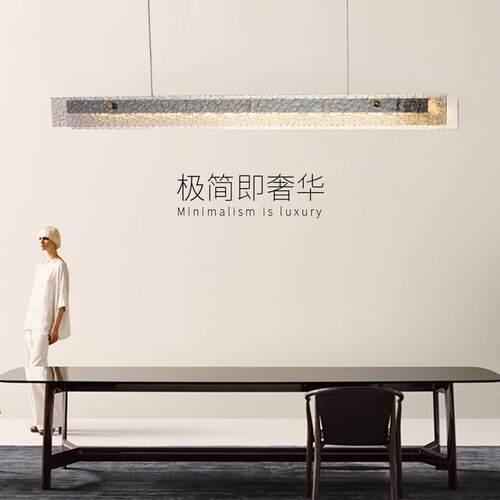 北欧现代简约一字长条餐厅玻璃吊灯创意设计师轻奢极简吧台长条灯