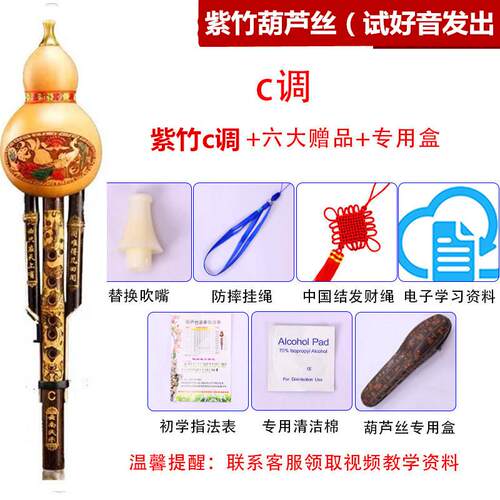正品天然调紫竹葫芦丝c学调学生儿云童初演奏降b成人南七孔葫芦丝