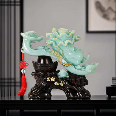 百财如意玉白菜摆件招财开业礼品实用大气客厅办公室博古架装饰品