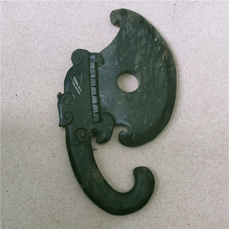 龙头摆件斧做手把旧玉斧玉红山古玩杂项仿古文化铁石件