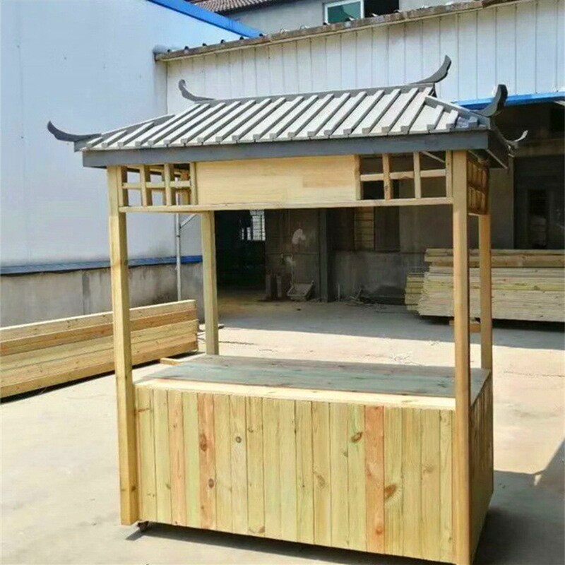 商场仿古摆摊小推车古城景区移动摊位车夜市地摊防腐木售货小吃车