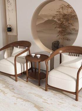 部新中式单人休椅售楼洽谈实闲木布艺JRF发沙酒店大堂会客区单人