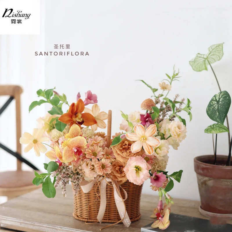 田园风藤编手提花篮塑料藤仿藤手工编织篮子 花艺插花铁艺小花篮,特色手工艺,其他特色工艺品,淘宝优惠券,粉丝福利购,淘宝优惠卷