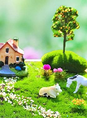 微景观盆景乡村田园农场造景装饰小摆件别墅房屋假树彷真绿色植物