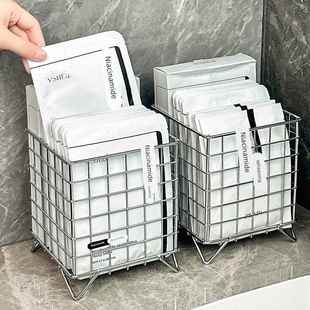 ins铁艺收纳筐办公室宿舍收纳盒桌面大容量化妆品杂物面膜收纳架