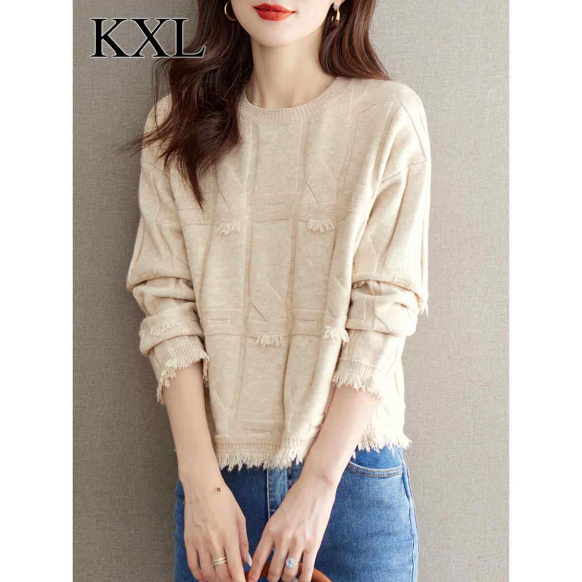 短款套头毛衣女款2025新款春秋小个子宽松遮肚子针织衫上衣打底衫