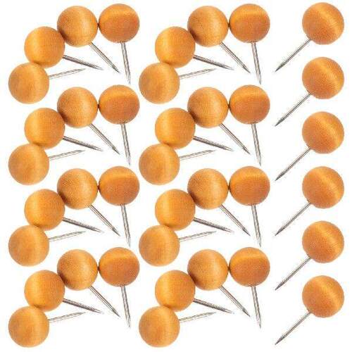100 Pcs Bulletin Wooden Push Pin Thumb Tacks for Cork Board